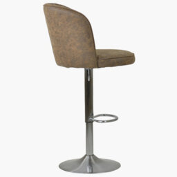 Lakeland Furniture Flynn Aged Brown Faux Leather Brushed Steel Gas Lift Base Bar Stool - thumbnail 4