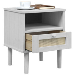 Berkfield Bedside Cabinet Senja Rattan Look White 40X35X48 Cm Solid Wood Pine - thumbnail 4