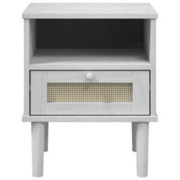 Berkfield Bedside Cabinet Senja Rattan Look White 40X35X48 Cm Solid Wood Pine - thumbnail 6