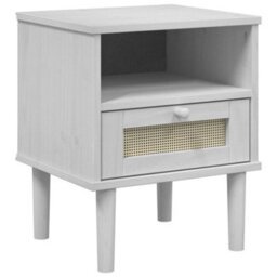 Berkfield Bedside Cabinet Senja Rattan Look White 40X35X48 Cm Solid Wood Pine - thumbnail 2