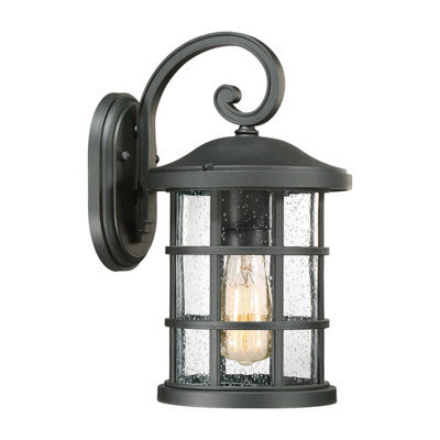 Stylish Outdoor Ip44 Wall Light Lantern In Earth Black Finish For 60W Led Bulb - image 1