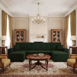 Karl U Universal Corner Sofa Bed For Living Room Chipboard Polyurethane Foam Wavy Springs 312X145X82Cm Green Universal - thumbnail 1