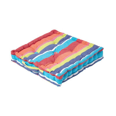 Homescapes Cotton Multicoloured Stripe Floor Cushion, 40 X 40 Cm - image 1