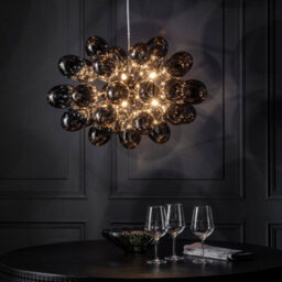 Luminosa Lighting Luminosa Infinity Pendant Black Chrome Effect Plate & Smokey Mirror Effect Tinted Glass 8 Light Dimmable Ip20 - G9 - thumbnail 2