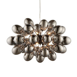 Luminosa Lighting Luminosa Infinity Pendant Black Chrome Effect Plate & Smokey Mirror Effect Tinted Glass 8 Light Dimmable Ip20 - G9