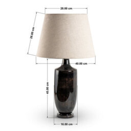 Black Brown Wash Bedside Table Lamp With Enamel Wooden Base & Fabric Shade - 73Cm High For Living Room, Bedroom, Office Decor - thumbnail 5