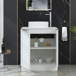 Royal Bathrooms Evora 700mm Matt White Fluted Floor Standing Countertop Vanity Unit 2 Door With Art Basin - thumbnail 3