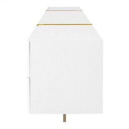 Abrihome 190Cm Modern Tv Unit With 3 Doors & 2 Drawers, White With Gold And Wood Grain Storage Cabinet For Living Rooms - thumbnail 3