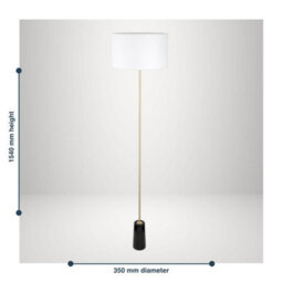 First Choice Lighting Set Of 2 Phoenix Black Marble Satin Brass White Floor Lamps - thumbnail 7