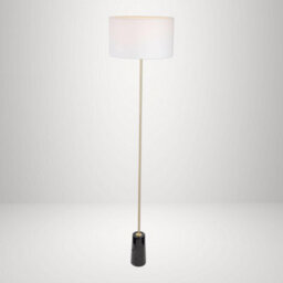 First Choice Lighting Set Of 2 Phoenix Black Marble Satin Brass White Floor Lamps - thumbnail 2