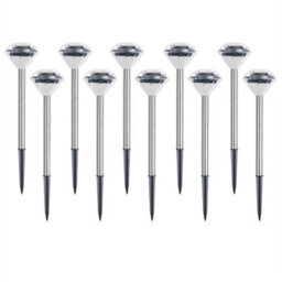 10 X Stainless Steel Solar Diamond Stake Lights Garden Lanterns