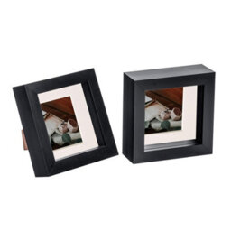 "Nicola Spring 4 X 4"" Photo Frames - Black/ivory Mount - 3D Picture Frame Box Portrait Display Case (12.5 X 12.5Cm) Set Of 2" - thumbnail 1