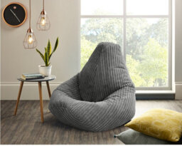Beautiful Beanbags Adult Highback Beanbag Jumbo Cord Bean Bags Ready Filled - Grey - thumbnail 2