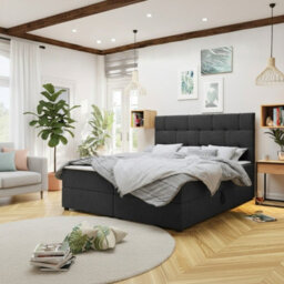 Upholstered Bedroom Storage Bed With Mdf And Laminated Board Frame Bonell Spring Base And Topper Mattress Set 160X200 Dark Grey - thumbnail 2
