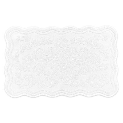 Allure Bath Fashions Gracie Floral Jacquard Scalloped Bath Mat - White - image 1