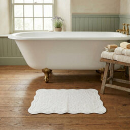 Allure Bath Fashions Gracie Floral Jacquard Scalloped Bath Mat - White - thumbnail 3