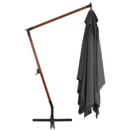 Berkfield Cantilever Umbrella With Wooden Pole 400X300 Cm Anthracite - thumbnail 3