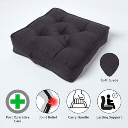 Homescapes Black Faux Suede Armchair Booster Cushion - thumbnail 3