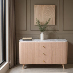 Buttercup Farm Ashford Extra Large Sideboard - Natural Marble And Wood - L40 X W140 X H85 Cm - Brown - thumbnail 4