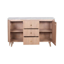 Buttercup Farm Ashford Extra Large Sideboard - Natural Marble And Wood - L40 X W140 X H85 Cm - Brown - thumbnail 3