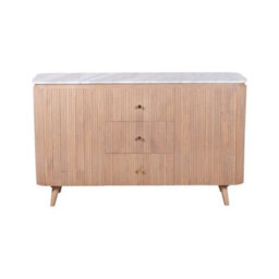 Buttercup Farm Ashford Extra Large Sideboard - Natural Marble And Wood - L40 X W140 X H85 Cm - Brown - thumbnail 2