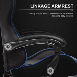 Gtplayer Gaming Chair, Massage Computer Chairs With Footrest, Height Adjustable Ergonomic 360 Degree Swivel Pc Chair, Blue - thumbnail 6