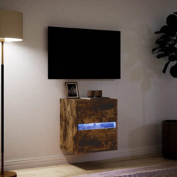 Berkfield Durable Tv Wall Cabinet With Led Lights Smoked Oak 41X31X45 Cm - thumbnail 5