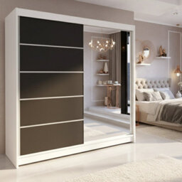 Talin 3 Sliding Wardrobe One Door Mirrored Body White Front Black With Rgb Led Lights - thumbnail 3