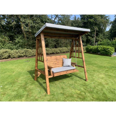 Marlborough Traditional Brighton Two Seater Swing With 1 X Bench Cushion Grey & 1 X Scatter Cushion Grey - image 1