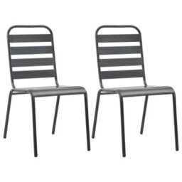 Berkfield Stackable Outdoor Chairs 2 Pcs Steel Grey