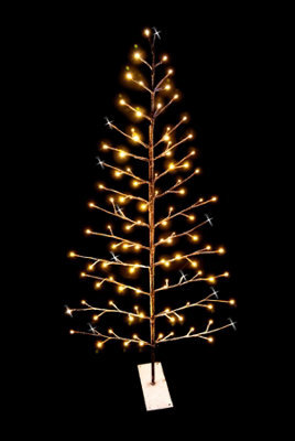 Shatchi 6 Feet Pre-Lit Led Light Snowy Brown Snow Christmas Decoration Festive Twig Tree 180Cm - image 1