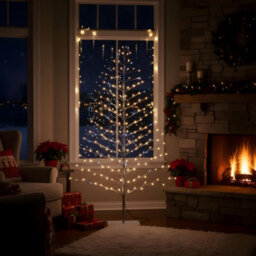 Shatchi 6 Feet Pre-Lit Led Light Snowy Brown Snow Christmas Decoration Festive Twig Tree 180Cm - thumbnail 8