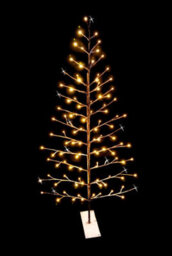 Shatchi 6 Feet Pre-Lit Led Light Snowy Brown Snow Christmas Decoration Festive Twig Tree 180Cm - thumbnail 1