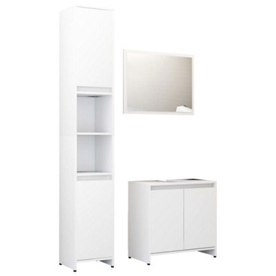 Berkfield Durable 3 Piece Bathroom Furniture Set White Engineered Wood - image 1