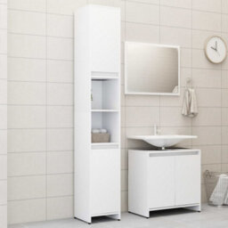 Berkfield Durable 3 Piece Bathroom Furniture Set White Engineered Wood - thumbnail 2