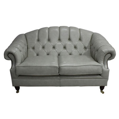 Chesterfield 2 Seater Stella Ice Leather Sofa Settee Bespoke In Victoria Style - image 1