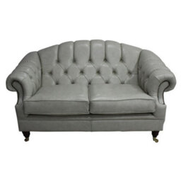 Chesterfield 2 Seater Stella Ice Leather Sofa Settee Bespoke In Victoria Style - thumbnail 1