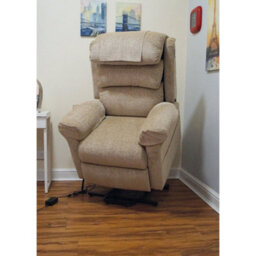 Loops Comfortable Wall Hugging Rise & Recline Arm Chair With Waterfall Pillow In Oat Chenille Fabric - thumbnail 2