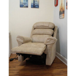 Loops Comfortable Wall Hugging Rise & Recline Arm Chair With Waterfall Pillow In Oat Chenille Fabric - thumbnail 3