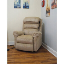 Loops Comfortable Wall Hugging Rise & Recline Arm Chair With Waterfall Pillow In Oat Chenille Fabric - thumbnail 1