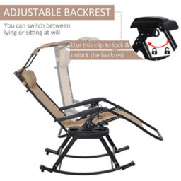 Outsunny Folding Recliner Chair Outdoor Lounge Rocker Zero-Gravity Seat - thumbnail 7