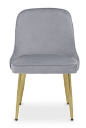 Orsina Grey Velvet Dining Chair, Mid-Century Modern Grey And Gold Velvet Dining Chairs, Luxury Dining Chair