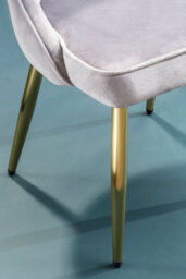 Orsina Grey Velvet Dining Chair, Mid-Century Modern Grey And Gold Velvet Dining Chairs, Luxury Dining Chair - thumbnail 3