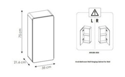 Impact Furniture Small Bathroom Cabinet Slim Wall Storage Unit Compact Cupboard 350mm White Gloss And Oak Scandi Modern Arub - thumbnail 4
