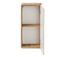 Impact Furniture Small Bathroom Cabinet Slim Wall Storage Unit Compact Cupboard 350mm White Gloss And Oak Scandi Modern Arub - thumbnail 2