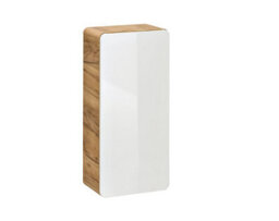 Impact Furniture Small Bathroom Cabinet Slim Wall Storage Unit Compact Cupboard 350mm White Gloss And Oak Scandi Modern Arub - thumbnail 3