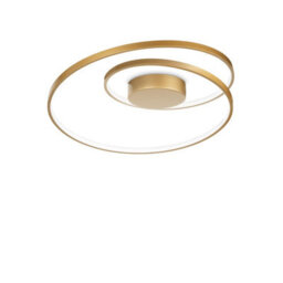 Ideal Lux Luminosa Oz Dimmable Swirl Integrated Led Semi Flush Light Brass, 3000K