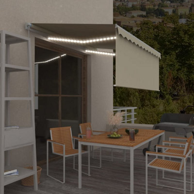 Berkfield Manual Retractable Awning With Blind&led 3.5X2.5M Cream - image 1