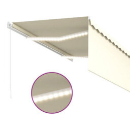 Berkfield Manual Retractable Awning With Blind&led 3.5X2.5M Cream - thumbnail 5