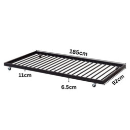 Reinforced Beds, Walton Trundle Bed, 90X185Cm, Black, Trundle With Castors, Exclusive Product - thumbnail 3